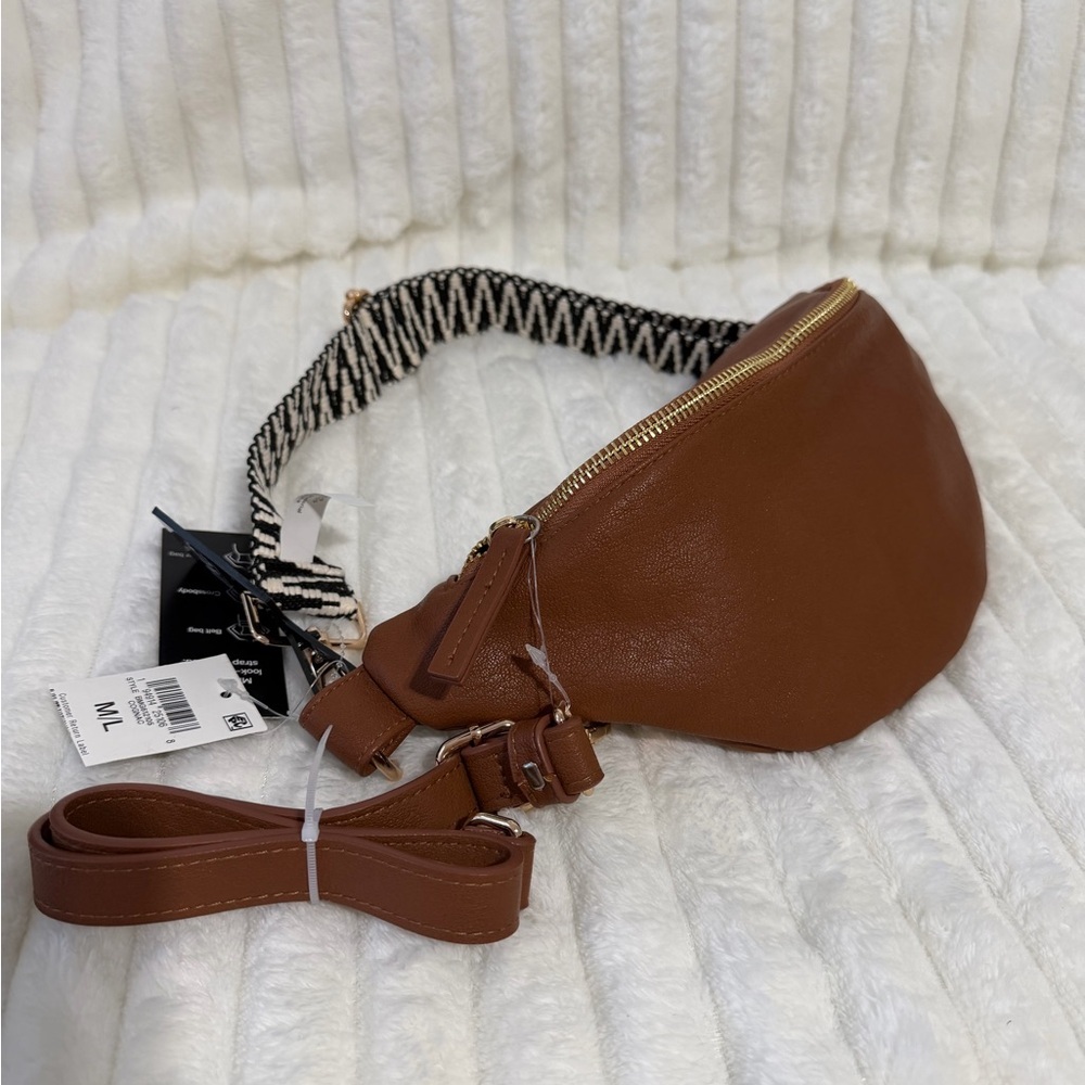 INC Cognac Belt Bag Crossbody Waist Bag 2 Straps NWT